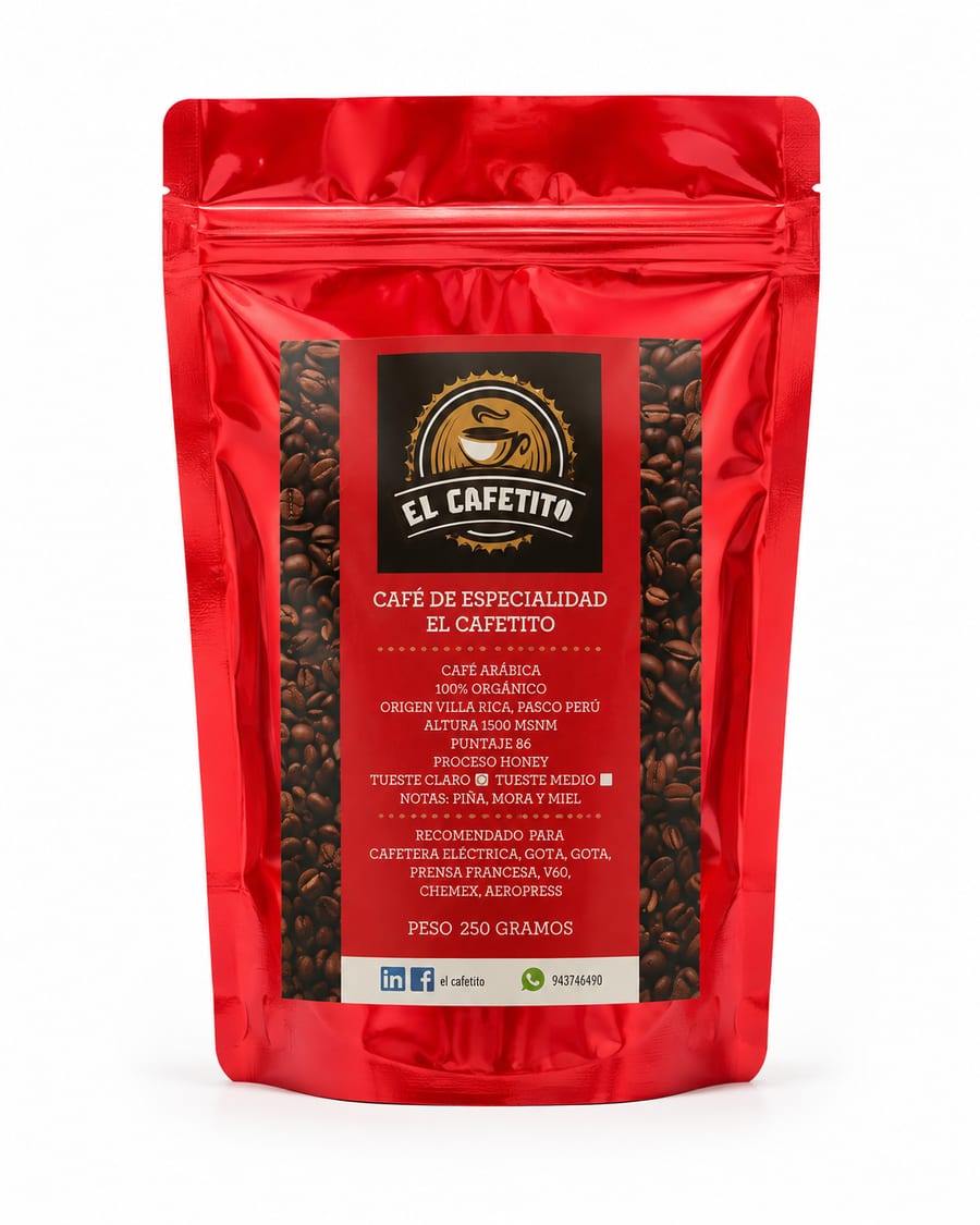 Bolsa de café El Cafetito, proceso Honey, 250 g